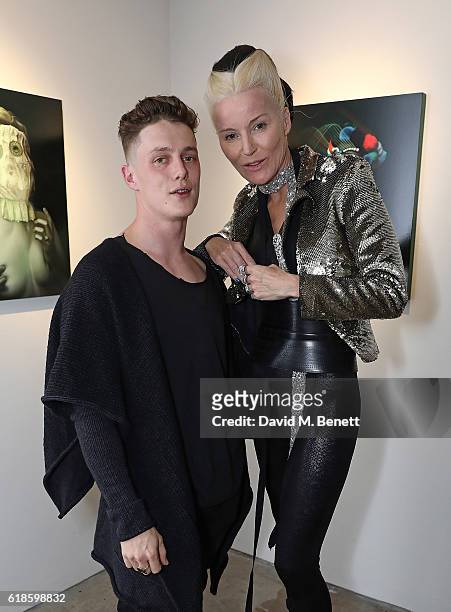Ben Ashton and Daphne Guinness attend the closing party of artist Ben Ashton's exhibition 'The King Is Dead, Long Live The King' at The Cob Gallery...