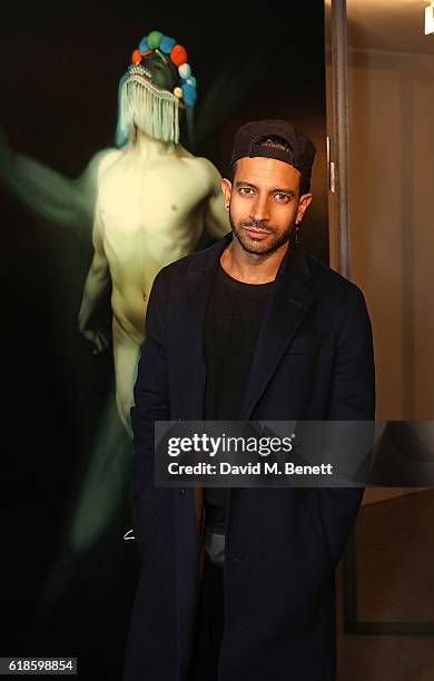 Nik Thakkar aka NEO 10Y attends the closing party of artist Ben Ashton's exhibition 'The King Is Dead, Long Live The King' at The Cob Gallery on...