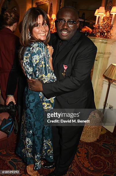 Countess Debonaire von Bismarck and Edward Enninful attend Edward Enninful's OBE dinner at Mark's Club on October 27, 2016 in London, England.
