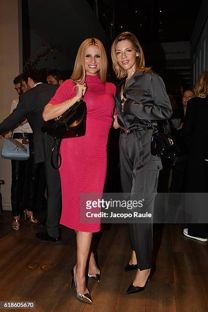 Michelle Hunziker and Gaia Trussardi attend Trussardi Lovy Bag Presentation on October 27, 2016 in Milan, Italy.