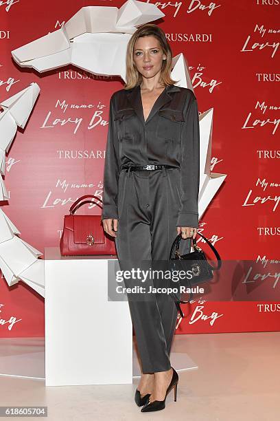 Gaia Trussardi attends Trussardi Lovy Bag Presentation on October 27, 2016 in Milan, Italy.