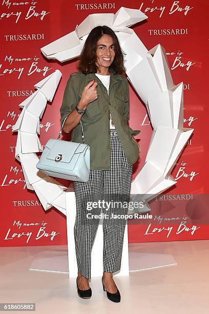 Viviana Volpicella attends Trussardi Lovy Bag Presentation on October 27, 2016 in Milan, Italy.