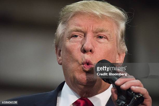 Donald Trump, 2016 Republican presidential nominee, speaks during a campaign event in Springfield, Ohio, U.S., on Thursday, Oct. 27, 2016. The...