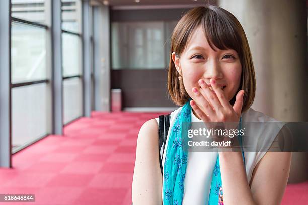 portrait of a young japanese business woman - shy woman stock pictures, royalty-free photos & images