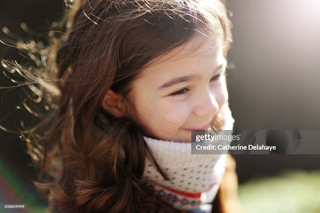 A 6 years old girl in the countryside