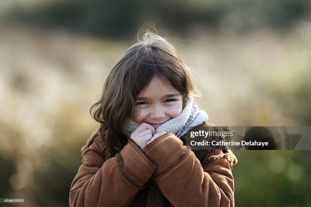 A 6 years old girl in the countryside