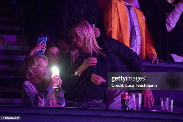 Katie Price, Princess Tiaamii, Kieran Hayler and Junior Andre are seen at the Kiss FM Haunted House Party at SSE Arena on October 27, 2016 in London,...