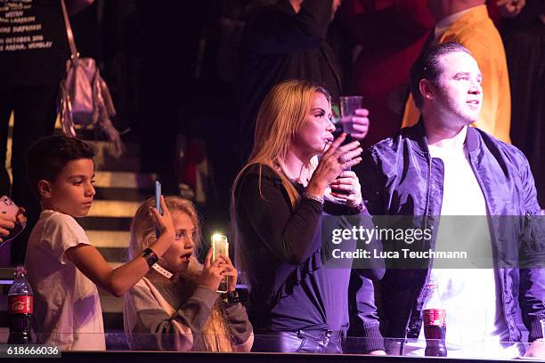 Katie Price, Princess Tiaamii, Kieran Hayler and Junior Andre are seen at the Kiss FM Haunted House Party at SSE Arena on October 27, 2016 in London,...