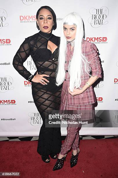 Actors Selenis Leyva and Taryn Manning attend the DKMS 2016 Blood Ball at Diamond Horseshoe on October 27, 2016 in New York City.