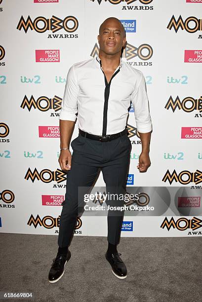 Shaun Escoffery poses backstage for the Pre-MOBO Awards Show at Cadogan Hall on October 27, 2016 in London, England.