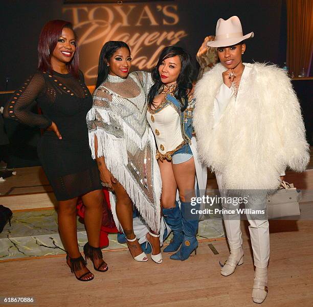 Kandi Burruss, Antonia 'Toya' Wright, Tameka 'Tiny' Harris and Dej Loaf attend Toya Wright's Players Ball and Birthday Bash at Haven on October 27,...