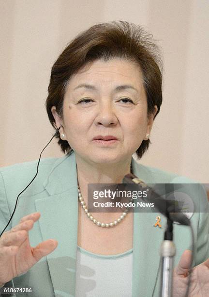 Japan - File photo shows Shiga Gov. Yukiko Kada. Kada, who formed the antinuclear Tomorrow Party of Japan ahead of the general election in December...