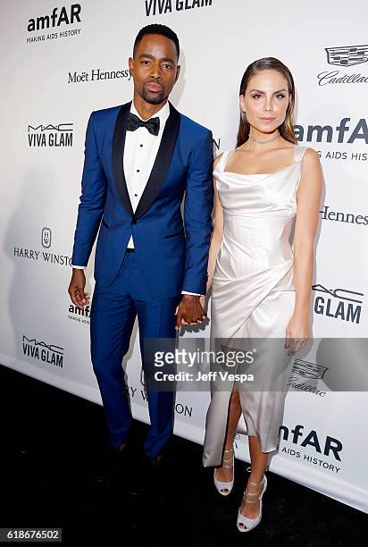 Actor Jay Ellis and actress Nina Senicar attend amfAR's Inspiration Gala Los Angeles at Milk Studios on October 27, 2016 in Hollywood, California.