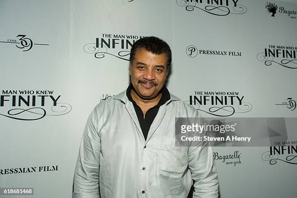 Physicist Neil deGrasse Tyson attends a dinner and conversation during "The Man Who Knew Infinity" New York Screening at Bagatelle on October 27,...