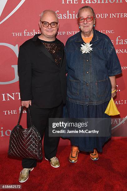 Mickey Boardman and Co-Founder and Co-Editor of Paper Magazine Kim Hastreiter attends 2016 Fashion Group International Night Of Stars Gala at...