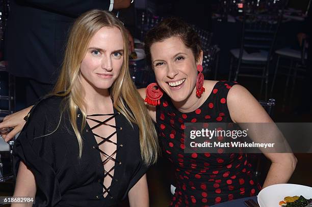 Elizabeth Gesas and Maya Camin attend amfAR's Inspiration Gala Los Angeles at Milk Studios on October 27, 2016 in Hollywood, California.