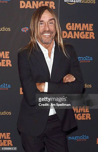 Singer/songwriter Iggy Pop attends the "Gimme Danger" New York premiere at Metrograph on October 27, 2016 in New York City.