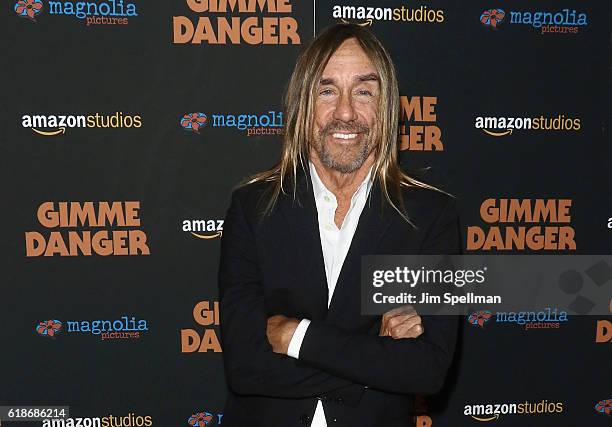 Singer/songwriter Iggy Pop attends the "Gimme Danger" New York premiere at Metrograph on October 27, 2016 in New York City.