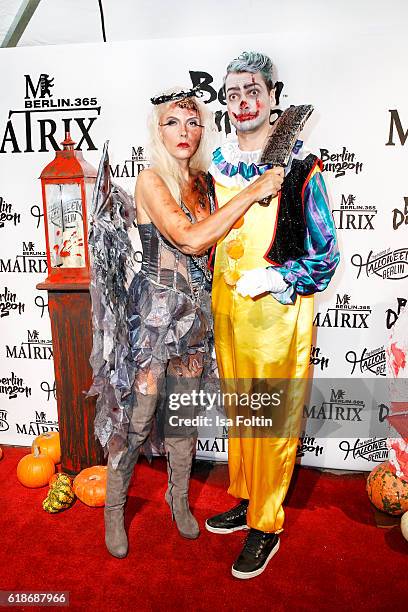 Natascha Ochsenknecht and her son Jimi Blue Ochsenknecht attend the Halloween party by Natascha Ochsenknecht at Berlin Dungeon on October 27, 2016 in...