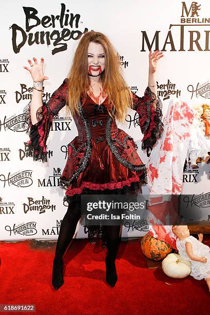 German singer Joelina Drews attends the Halloween party by Natascha Ochsenknecht at Berlin Dungeon on October 27, 2016 in Berlin, Germany.