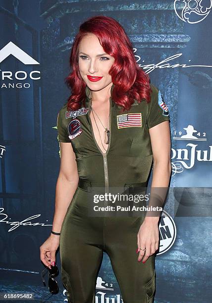 Dancer / TV Personality Sharna Burgess attends Maxim Magazine's annual Halloween party on October 22, 2016 in Los Angeles, California.