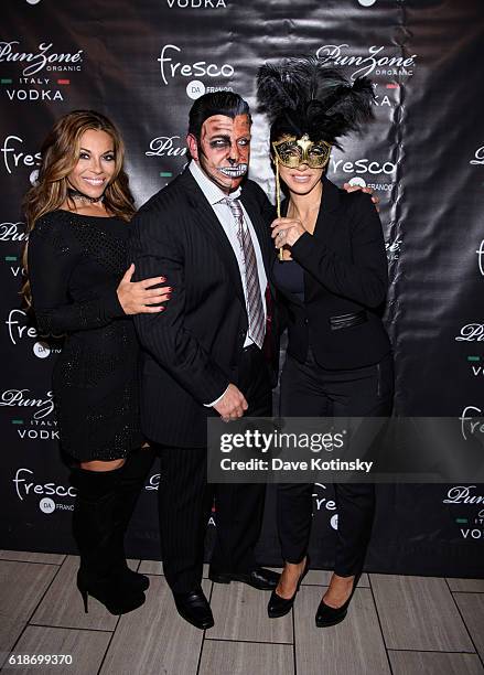 Dolores Catania, Restaurateur Franco Porporino Jr. And Teresa Giudice arrive at the Fresco Da Franco Halloween Ball at Fresco Restaurant on October...