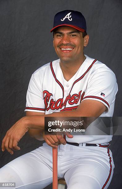 Eddie Perez of the Atlanta Braves poses for a studio portrait during Spring Training at Disney Wide World of Sports in Kissimmee, Florida.Mandatory...