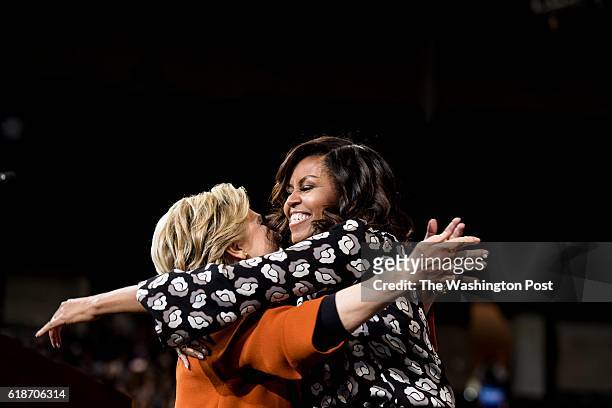 Democratic Nominee for President of the United States former Secretary of State Hillary Clinton campaigns in North Carolina with First Lady Michelle...