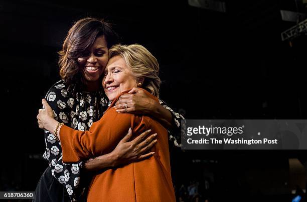 Democratic Nominee for President of the United States former Secretary of State Hillary Clinton campaigns in North Carolina with First Lady Michelle...