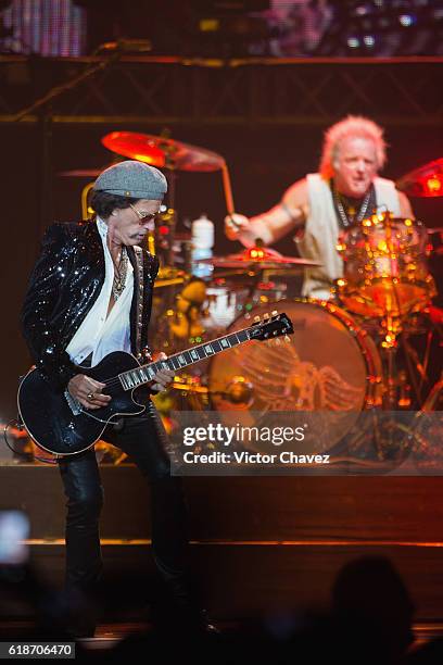 Joe Perry and Joey Kramer of Aerosmith perform onstage at Arena Ciudad de Mexico on October 27, 2016 in Mexico City, Mexico.