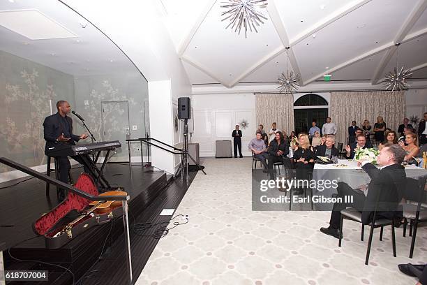 Singer-songwriter Brian McKnight performs at the Fundraiser Event for Rock The Elephant at Hotel Bel-Air on October 27, 2016 in Los Angeles,...