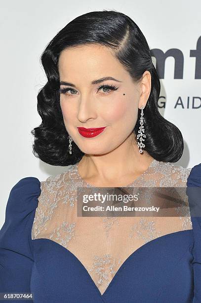 Model/dancer Dita Von Teese attends amfAR's Inspiration Gala Los Angeles at Milk Studios on October 27, 2016 in Hollywood, California.