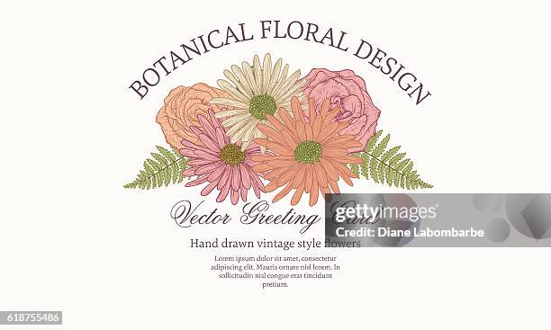botanical flowers invitation template - landscape design stock illustrations