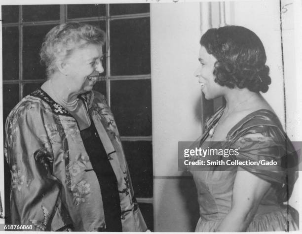 First Lady Eleanor Roosevelt and Marian Anderson , prominent singer and "goodwill ambassadress" for the US Department of State, in Japan, May 22,...