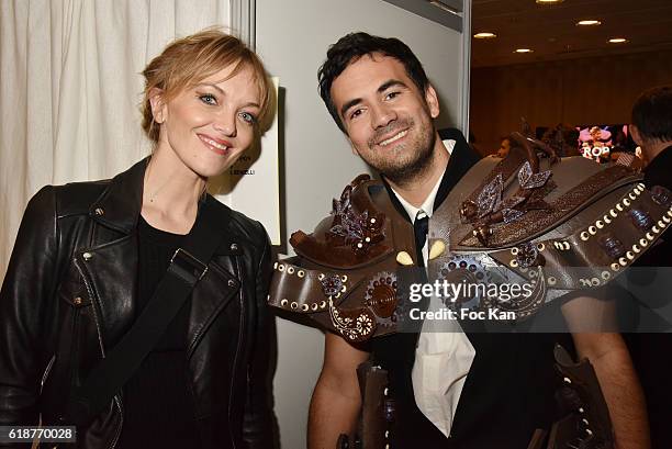 Maya Lauque and Alex Goude attend the Salon Du Chocolat 2016 - Chocolate Fair at Parc des Expositions Porte de Versailles on October 27, 2016 in...