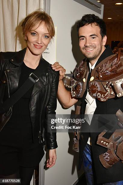 Maya Lauque and Alex Goude attend the Salon Du Chocolat 2016 - Chocolate Fair at Parc des Expositions Porte de Versailles on October 27, 2016 in...