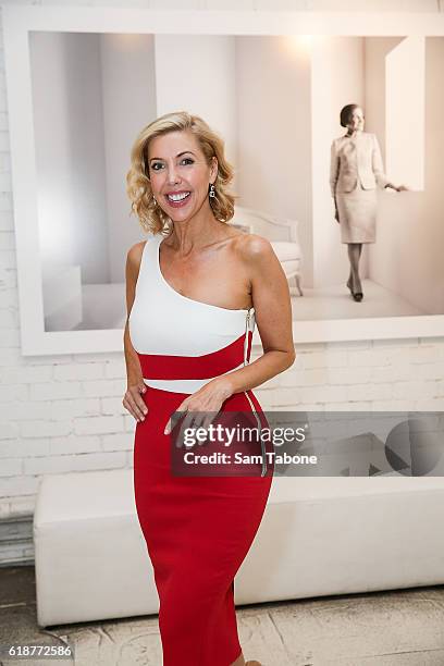 Catriona Rowntree arrives ahead of Lisa Wilkinson's 'Women of Influence' photographic exhibition at SmartArtz Gallery on October 28, 2016 in...