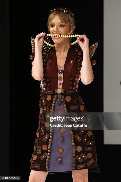 Maya Lauque walks the runway during the Chocolate Fashion Show as part of Salon du Chocolat Paris 2016 at Parc des Expositions Porte de Versailles on...