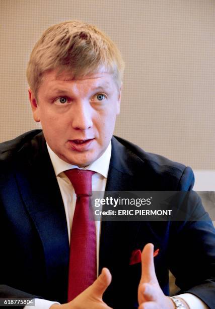 Ukraine's oil and gas company Naftogaz Chief Executive Officer Andriy Kobolyev, speaks during an interview, at the Economy Ministry, in Paris, on...