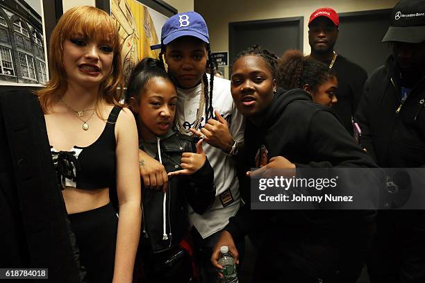 Mallory Merk, Jayla Marie, and Young M.A attend Power 105.1's Powerhouse 2016 at Barclays Center of Brooklyn on October 27, 2016 in New York City.