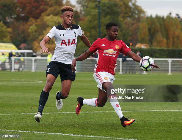 Tosin Kehinde of Manchester United during Premier League 2 match between Tottenham Hotspur Under 23s against Manchester United Under 23s at Tottenham...