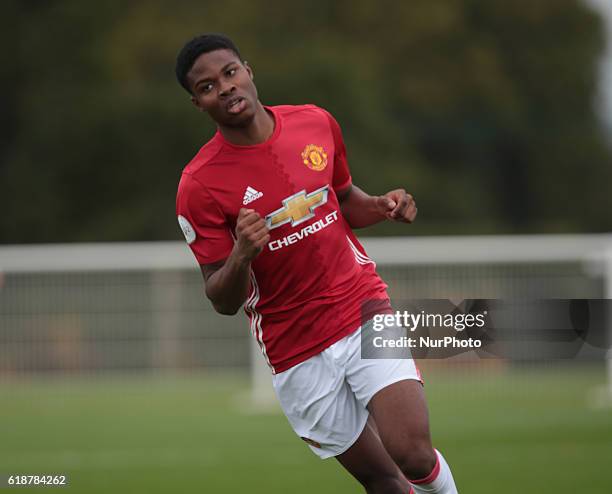 Tyrell Warren of Manchester United during Premier League 2 match between Tottenham Hotspur Under 23s against Manchester United Under 23s at Tottenham...