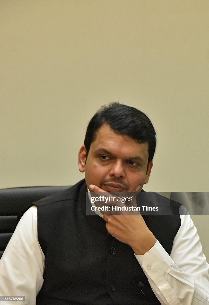 Devendra Maharashtra Chief Minister Devendra Fadnavis during an interview at ...