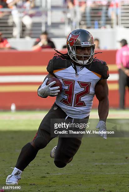Jacquizz Rodgers of the Tampa Bay Buccaneers carries the ball against the San Francisco 49ers during the fourth quarter of an NFL football game at...