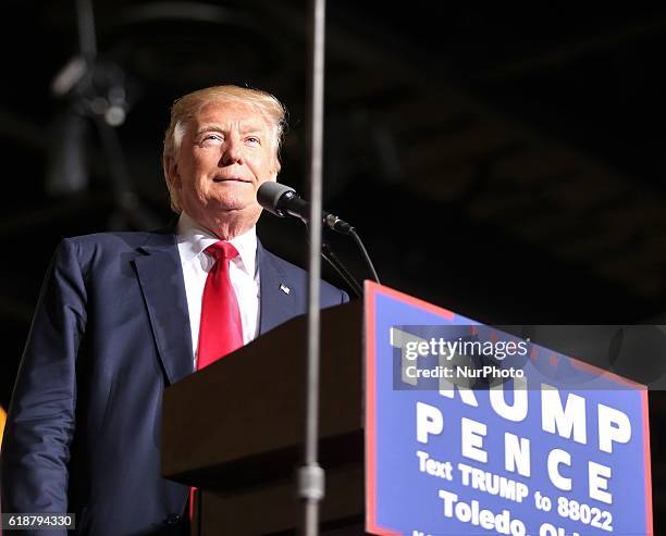 Donald Trump speaks to supporters during a campaign rally at SeaGate Center in Toledo, Ohio, United States on October 27, 2016.
