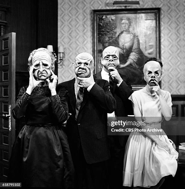 From left: Virginia Gregg , Milton Selzer , Alan Sues and Brooke Hayward in THE TWILIGHT ZONE episode, "The Masks." Image dated May 23, 1963....