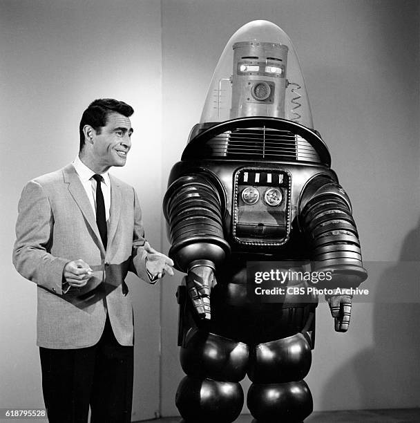 Twilight Zone creator Rod Serling with Robby the Robot. Image dated May 23, 1963.