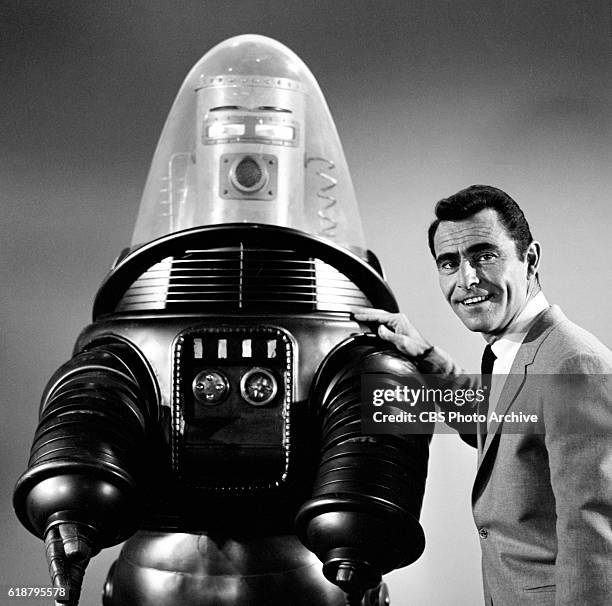 Twilight Zone creator Rod Serling with Robby the Robot. Image dated May 23, 1963.