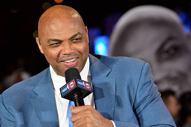 Close up shot of NBA TNT Analyst, Charles Barkley talking on set before the New York Knicks game against the Cleveland Cavaliers on October 25, 2016...