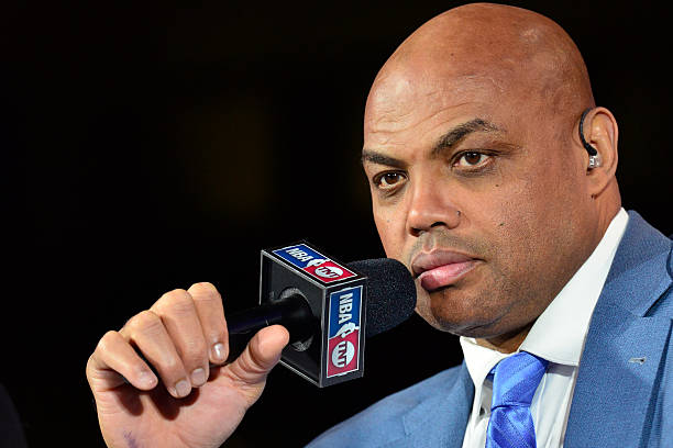 Close up shot of NBA TNT Analyst, Charles Barkley talking on set before the New York Knicks game against the Cleveland Cavaliers on October 25, 2016...